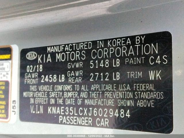 KNAE35LCXJ6029484 KIA STINGER GT