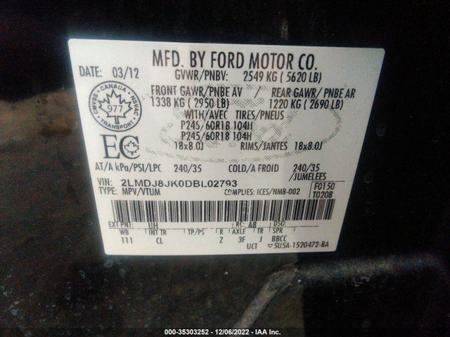 Lincoln MKX 2013 2LMDJ8JK0DBL02793 Image 10