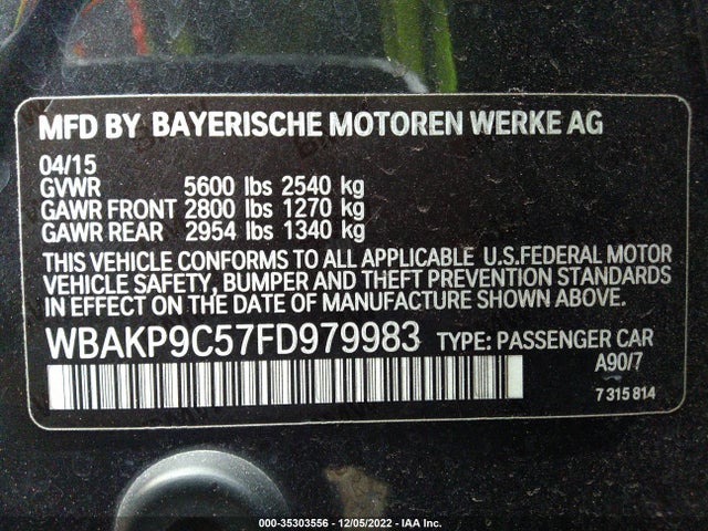 BMW 5 Series 550i Xdrive 2015 WBAKP9C57FD979983 Image 9
