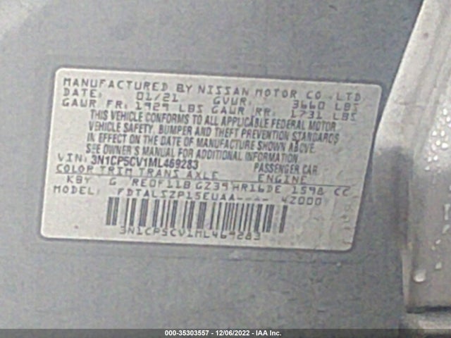 2021 Nissan Kicks, VIN: 3N1CP5CV1ML469283