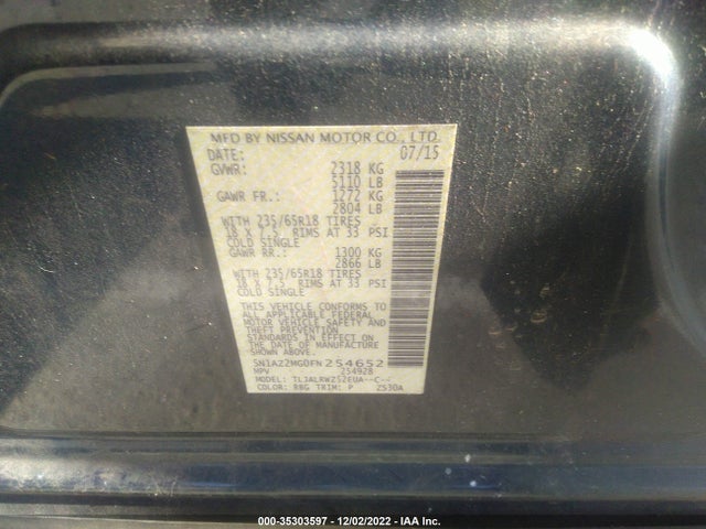 2015 Nissan Murano, VIN: 5N1AZ2MG0FN254652