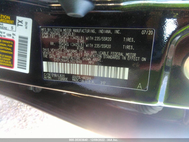2020 Toyota Highlander, VIN: 5TDYZRAH5LS021848