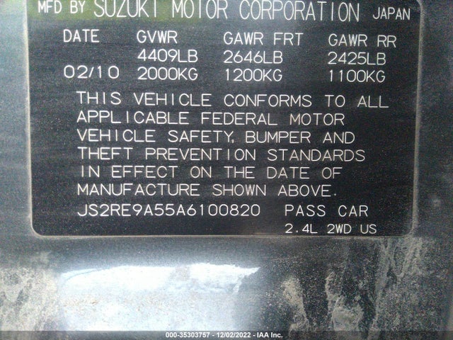 JS2RE9A55A6100820 Suzuki Kizashi Gts