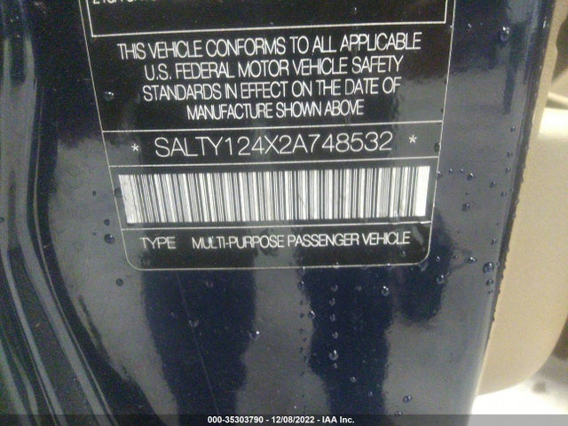 2002 LAND ROVER DISCOVERY SERIES II SE VIN: SALTY124X2A748532