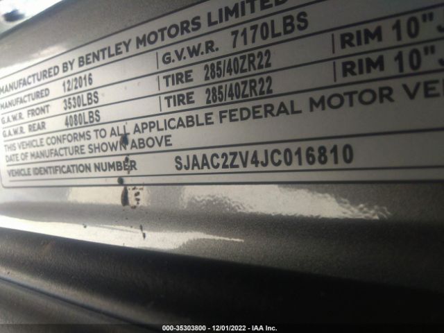 SJAAC2ZV4JC016810 Bentley Bentayga