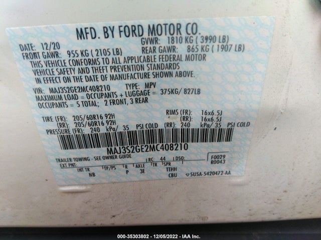 2021 Ford Ecosport, VIN: MAJ3S2GE2MC408210