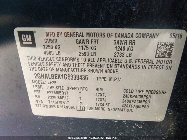 Chevrolet EQUINOX LS 2016 2GNALBEK1G6338436 Image 9