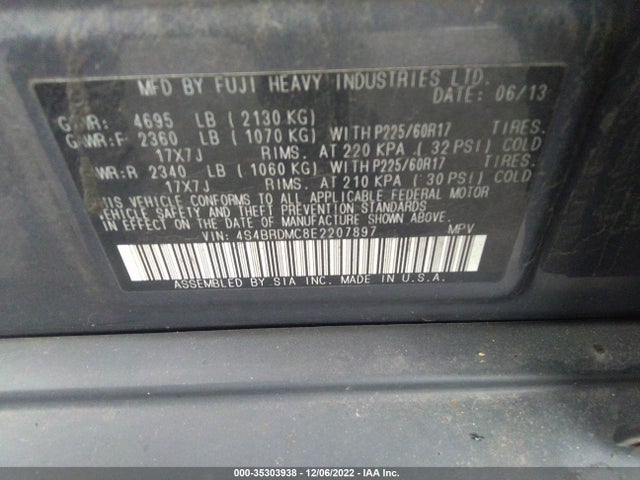 4S4BRDMC8E2207897 Subaru Outback 3.6r Limited