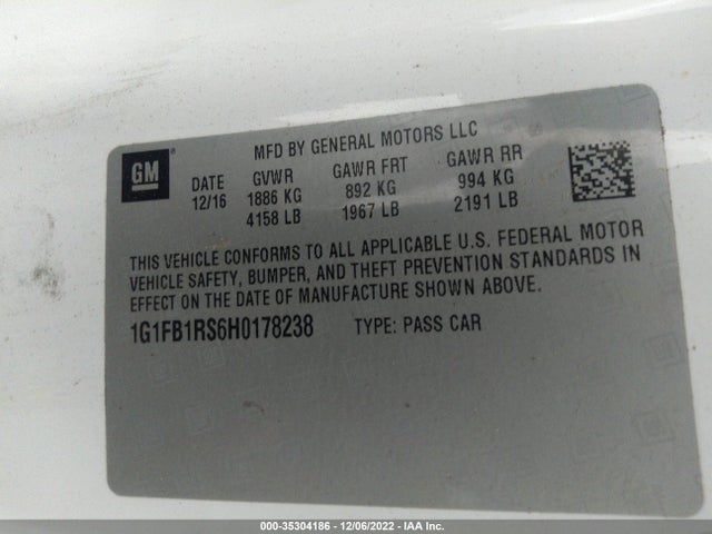 Chevrolet Camaro 1lt 2017 1G1FB1RS6H0178238 Image 11