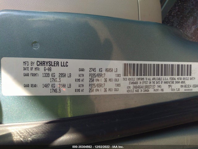 35304562 :رقم المزاد ، 2A8HR64X18R837157 vin ، 2008 Chrysler Town & Country Limited مزاد بيع