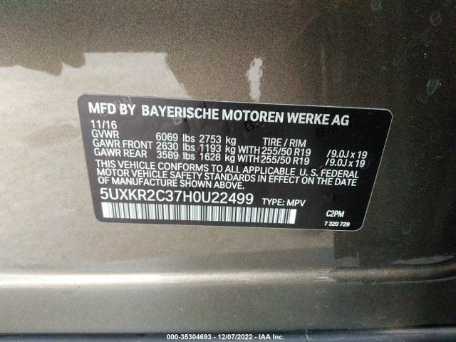 2017 BMW X5, VIN: 5UXKR2C37H0U22499