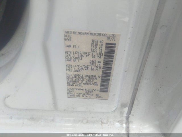 2021 Nissan NV, VIN: 1N6BF0KM8MN810764