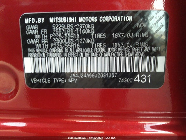 JA4J24A58JZ031357 Mitsubishi Outlander Phev Sel/gt