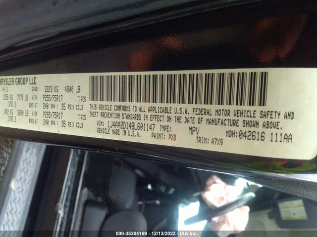 2011 JEEP WRANGLER SPORT VIN: 1J4AA2D14BL601147