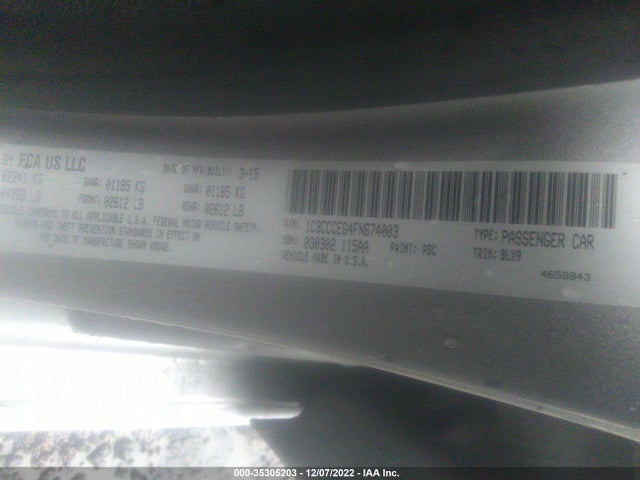 2015 CHRYSLER 200 C VIN: 1C3CCCEG4FN674003