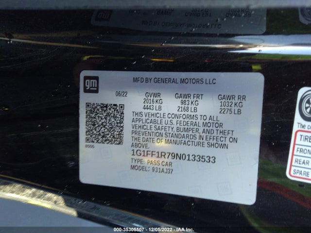 Chevrolet CAMARO LT1 2022 1G1FF1R79N0133533 Image 9