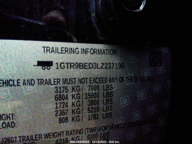 2020 GMC Sierra 1500, VIN: 1GTR9BED3LZ237196