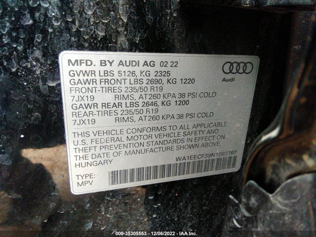 WA1EECF39N1082767 Audi Q3 S Line Premium Plus