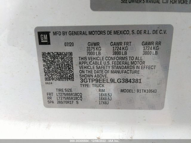 3GTP9EEL9LG384381 GMC Sierra 1500 At4