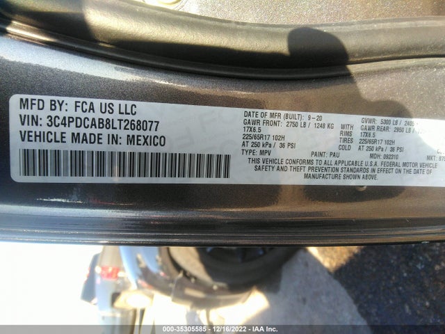 Dodge Journey Se Value 2020 3C4PDCAB8LT268077 Image 9