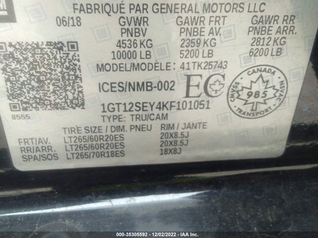 2019 GMC Sierra 2500HD, VIN: 1GT12SEY4KF101051