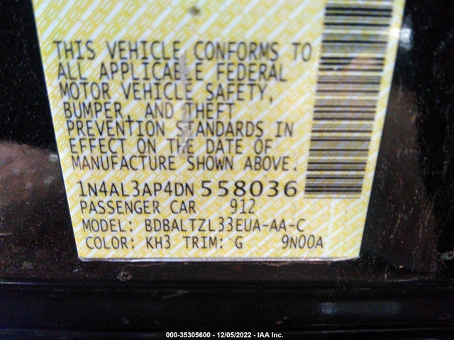 2013 NISSAN ALTIMA 2.5 SV VIN: 1N4AL3AP4DN558036