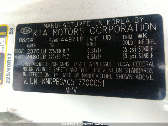 2015 Kia Sportage, VIN: KNDPB3AC5F7700051