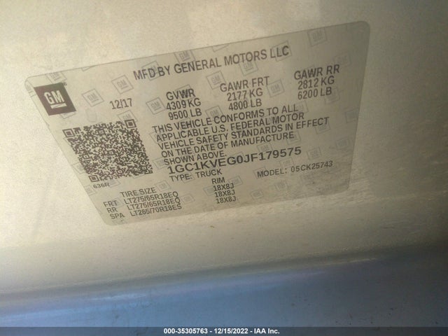2018 Chevrolet Silverado 2500, VIN: 1GC1KVEG0JF179575