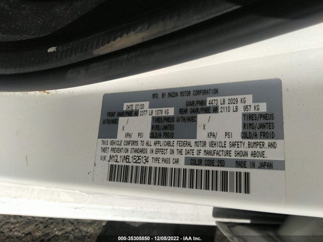2020 Mazda 6, VIN: JM1GL1VM6L1525134