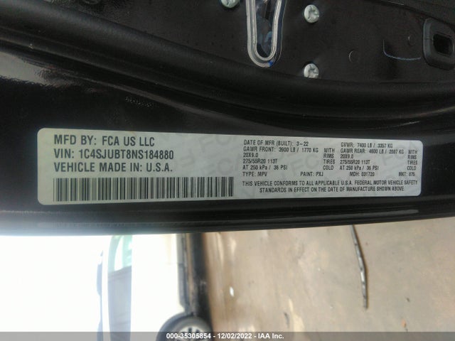 2022 Jeep Wagoneer, VIN: 1C4SJUBT8NS184880