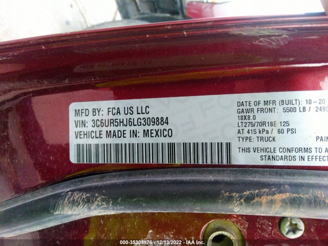 2020 Ram 2500, VIN: 3C6UR5HJ6LG309884