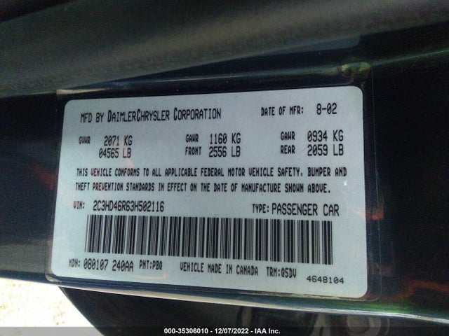 2C3HD46R63H502116 Chrysler Concorde Lx