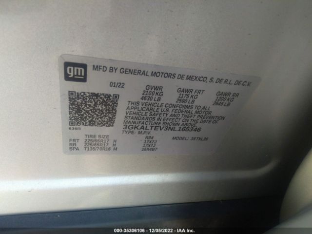 3GKALTEV3NL165346 GMC Terrain Sle