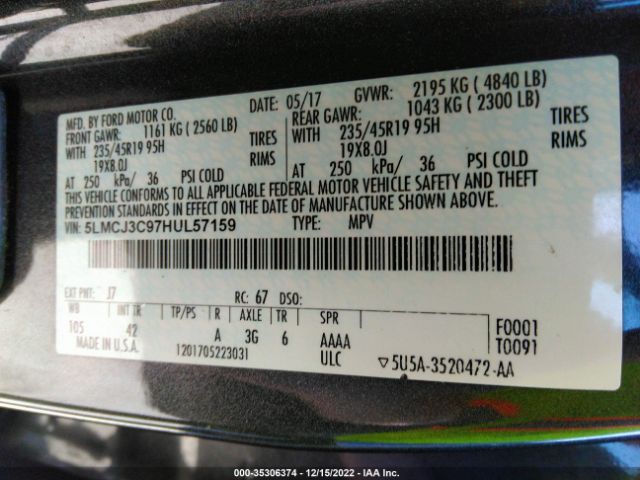 5LMCJ3C97HUL57159 Lincoln Mkc Reserve