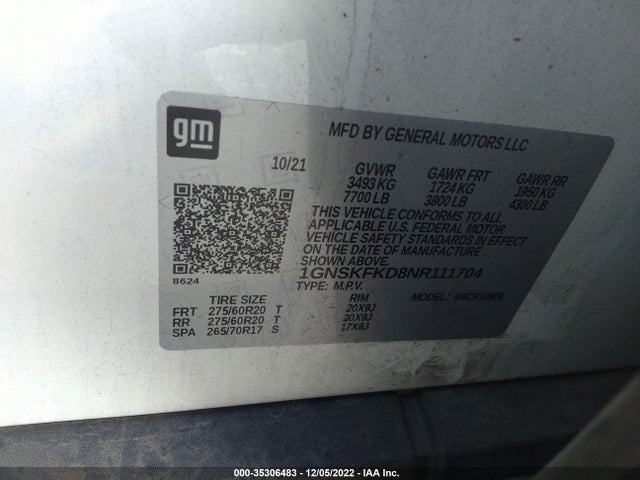 Chevrolet Suburban Premier 2022 1GNSKFKD8NR111704 Image 11