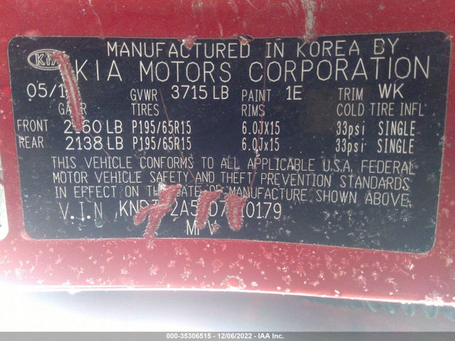 2013 KIA SOUL BASE VIN: KNDJT2A53D7610179