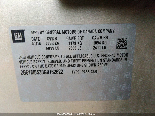 2016 Cadillac XTS, VIN: 2G61M5S38G9162622