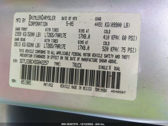 3D7LS38C45G842257 Dodge Ram 3500 Slt