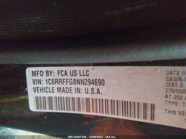 2022 Ram 1500, VIN: 1C6RRFFG8NN294690