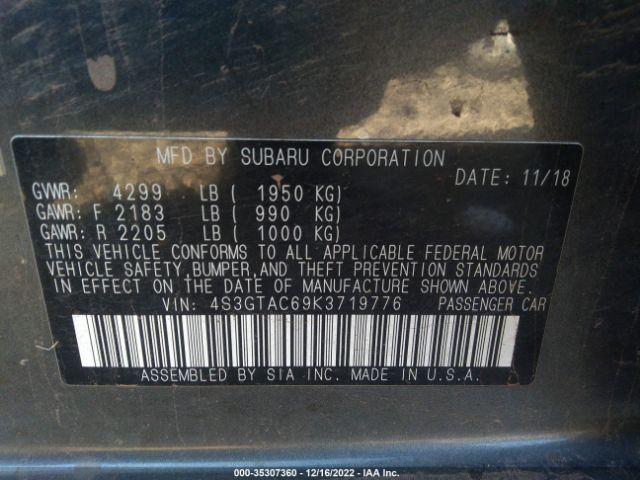 4S3GTAC69K3719776 Subaru Impreza Premium