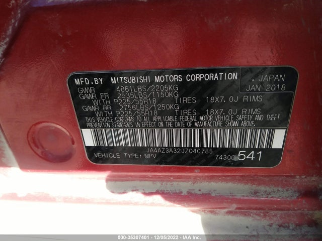 JA4AZ3A32JZ040785 Mitsubishi Outlander Es/se/sel/le