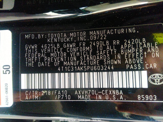 2023 Toyota Camry, VIN: 4T1C31AK5PU603244