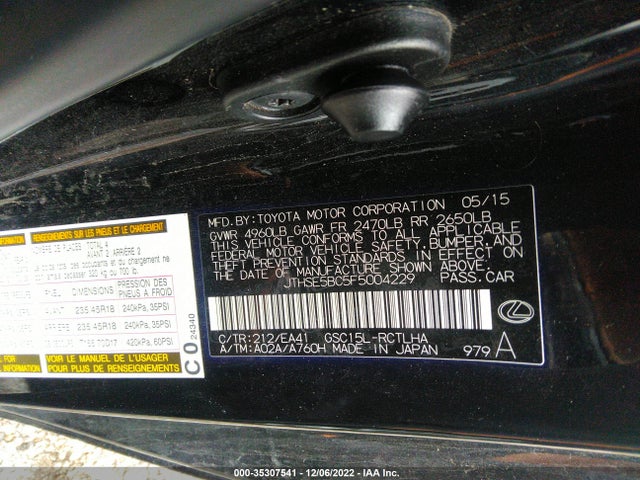 Lexus RC 350 2015 JTHSE5BC5F5004229 Image 9