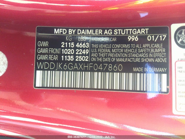 2017 Mercedes-Benz SL-Class, VIN: WDDJK6GAXHF047860