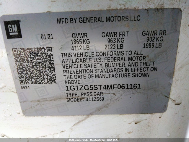 Chevrolet MALIBU RS 2021 1G1ZG5ST4MF061161 Image 9