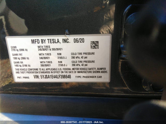 Tesla Model S Performance 2020 5YJSA1E44LF398648 Image 9