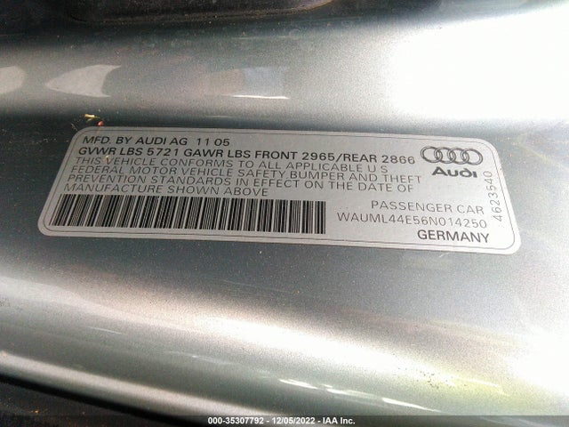 2006 AUDI A8 L 4.2L VIN: WAUML44E56N014250