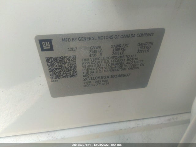 Chevrolet IMPALA LT 2018 2G1105S3XJ9146687 Image 10