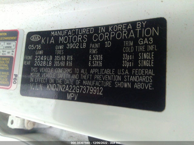 2016 Kia Soul, VIN: KNDJN2A22G7379912