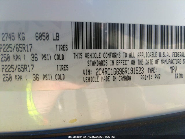 2C4RC1GG9GR191523 Chrysler Town & Country Limited Platinum